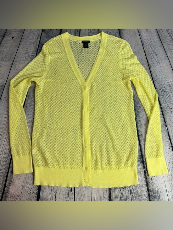 Ann Taylor Sweaters - Ann Taylor Bright Yellow Breathable Knit Cardigan Ramie Nylon Button Down Size L